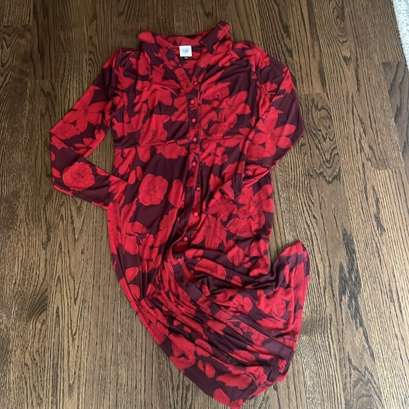 NWOT Cabi Shirt Dress size Small style #4392 red floral mesh - Picture 3 of 5